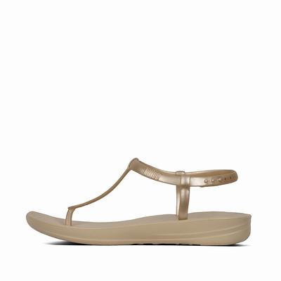 Fitflop Iqushion Splash Pearlised Back-Strap - Flip Flops Damen - Gold (QLH538674)